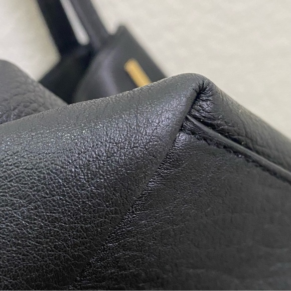 VINCE CAMUTO “IKE” Black Soft Pebbled Leather Tote Double Handle Shoulder Bag - Picture 15 of 15